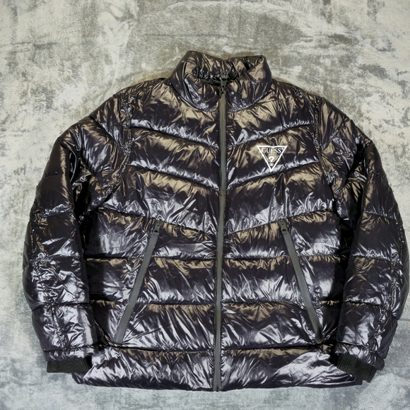 Guess Men's Black Puffer Jacket Size 2XL - Picture 1 of 11